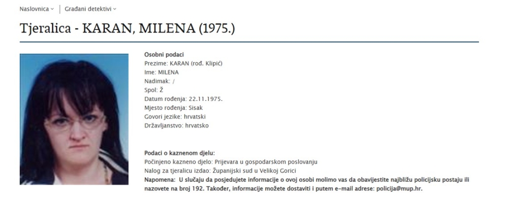 Od Interpolove poternice do op&scaron;tinske službenice: Ko &scaron;titi Milenu Karan ?